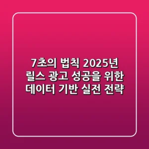 "7초의 법칙", 2025년 릴스 광고 성공을 위한 데이터 기반 실전 전략
