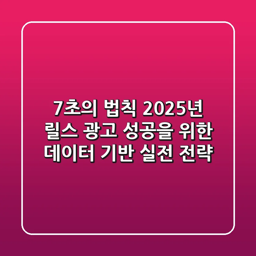 "7초의 법칙", 2025년 릴스 광고 성공을 위한 데이터 기반 실전 전략
