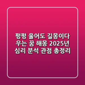 "펑펑 울어도 길몽이다"? 우는 꿈 해몽, 2025년 심리 분석 관점 총정리
