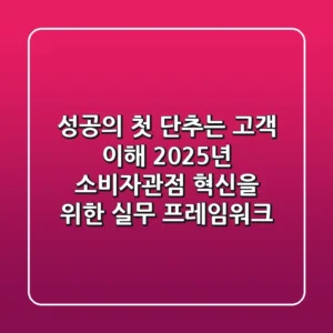 "성공의 첫 단추는 고객 이해", 2025년 소비자관점 혁신을 위한 실무 프레임워크